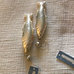 New glass silver fish ornament